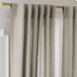 West Elm European Flax Linen Curtain Panel Warm Gray Melange 48x84